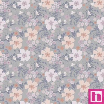 66473 TEJIDO ESTAMPADO LIBERTY DAMARIS (02) 1.40 M. 110 GR/M2. ALGODON 100% GRIS/ROSA Venta en piezas de 5.00 M