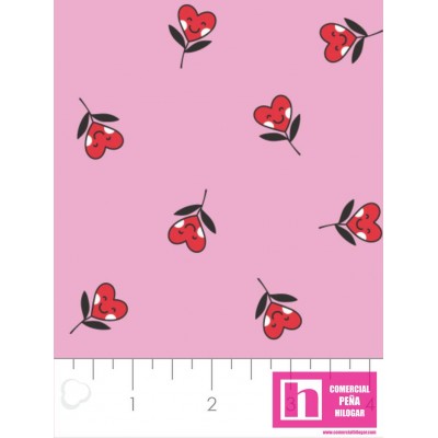 P108-21190705-02 PATCH. AMERICANO XOXO (06) 110 CM. ALGODON 100% ROSA Venta en piezas de 7.00 M