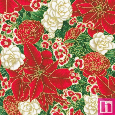 P135-SRKM-22946-274 PATCH. AMERICANO HOLIDAY FLOURISH PEPPERMINT TWIST (38) 110 CM. ALGODON 100% VERDE/ROJO/DORADO Venta en piez