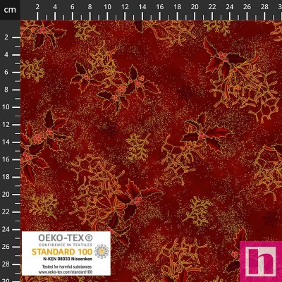 P137-4592-001 PATCH.AMERICANO CHRISTMAS STARS (01) 110 CM. ALGODON 100% ROJO/DORADO Venta en piezas de 6.00 M