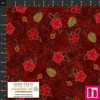 P137-4592-004 PATCH.AMERICANO CHRISTMAS STARS (04) 110 CM. ALGODON 100% ROJO/DORADO Venta en piezas de 6.00 M