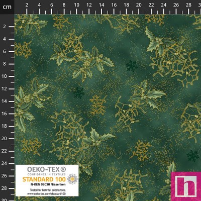 P137-4592-006 PATCH.AMERICANO CHRISTMAS STARS (06) 110 CM. ALGODON 100% VERDE/DORADO Venta en piezas de 6.00 M