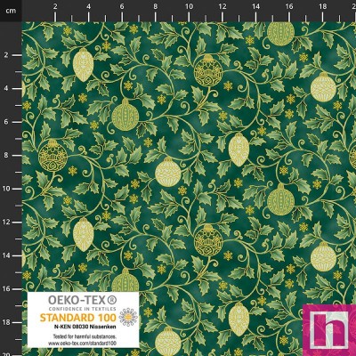 P137-4592-008 PATCH.AMERICANO CHRISTMAS STARS (08) 110 CM. ALGODON 100% VERDE/DORADO Venta en piezas de 6.00 M