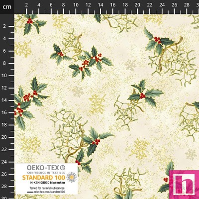 P137-4592-011 PATCH.AMERICANO CHRISTMAS STARS (11) 110 CM. ALGODON 100% CREMA/DORADO Venta en piezas de 6.00 M