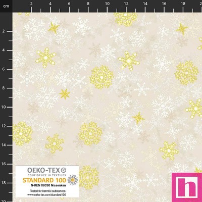 P137-4592-012 PATCH.AMERICANO CHRISTMAS STARS (15) 110 CM. ALGODON 100% CREMA/DORADO Venta en piezas de 6.00 M