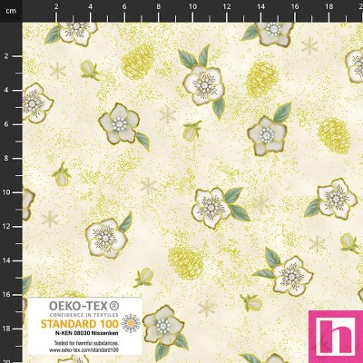 P137-4592-014 PATCH.AMERICANO CHRISTMAS STARS (14) 110 CM. ALGODON 100% CREMA/DORADO Venta en piezas de 6.00 M