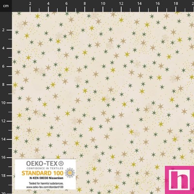 P137-4592-015 PATCH.AMERICANO CHRISTMAS STARS (12) 110 CM. ALGODON 100% CREMA/DORADO Venta en piezas de 6.00 M