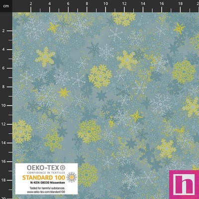 P137-4592-017 PATCH.AMERICANO CHRISTMAS STARS (20) 110 CM. ALGODON 100% AZUL/DORADO Venta en piezas de 6.00 M