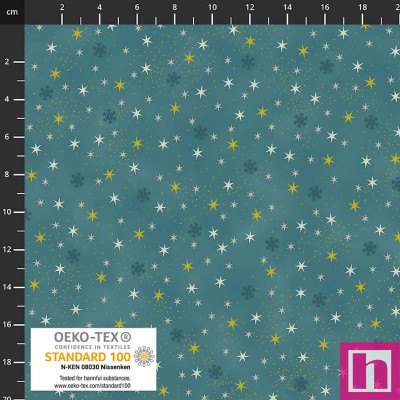 P137-4592-020 PATCH.AMERICANO CHRISTMAS STARS (17) 110 CM. ALGODON 100% AZUL/DORADO Venta en piezas de 6.00 M