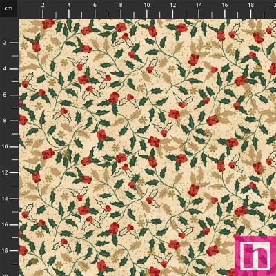 P137-4592-205 PATCH.AMERICANO WE LOVE CHRISTMAS 2025 (33) 110 CM. ALGODON 100% CREMA/DORADO Venta en piezas de 6.00 M