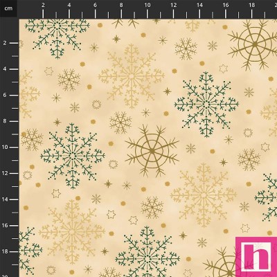 P137-4592-208 PATCH.AMERICANO WE LOVE CHRISTMAS 2025 (35) 110 CM. ALGODON 100% CREMA/DORADO Venta en piezas de 6.00 M