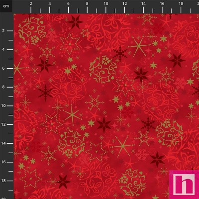 P137-4592-400 PATCH.AMERICANO WE LOVE CHRISTMAS 2025 (06) 110 CM. ALGODON 100% ROJO/DORADO Venta en piezas de 6.00 M