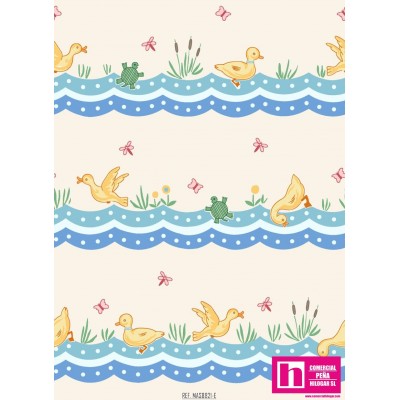 51674 PATCH.AMERIC. ANIMAL QUACKERS (33) 110 CM. ALGODON 100% BLANCO Venta en piezas de 7.00 M