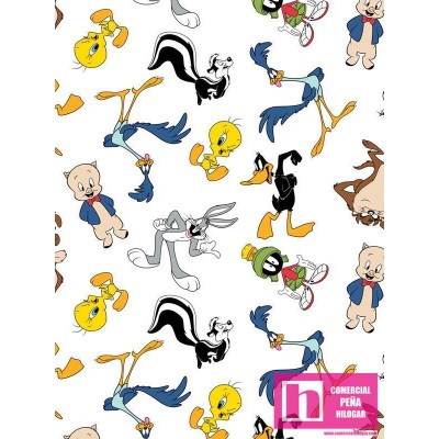 P108-23600103-01 PATCH. AMERICANO LOONEY TUNES - CHARACTERS (03) 110 CM. ALGODON 100% BLANCO/MULTI Venta en piezas de 7.00 M