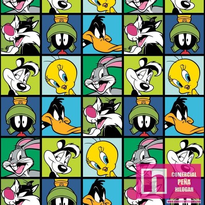 P108-23600106-01 PATCH. AMERICANO LOONEY TUNES - CHARACTERS IN BLOCKS (06) 110 CM. ALGODON 100% MULTI Venta en piezas de 10.00 M