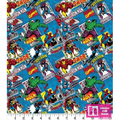 P86-13020874JAS PATCH. AMERICANO MARVEL COMIC BURST (04) 110 CM. ALGODON 100% AZUL Venta en piezas de 10.00 M