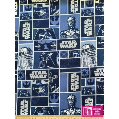 P86-2660-00 PATCH. AMERICANO STAR WARS CLASSIC BLOCKS (02) 110 CM. ALGODON 100% AZUL Venta en piezas de 10.00 M