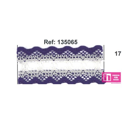 135065-17 GALON PASACINTAS NYLON GERMAN 30 MM. POLIAMIDA 100% MORADO/MARFIL Venta en piezas de 25.00 M