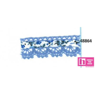 48864 2557/279/FT5_ALEXA PUNTILLA BOLILLO POLIESTER 50%-ALGODON 50% AZUL Venta en piezas de 10.00 M