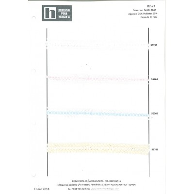 56766 TILLY GALON BOLILLO 15 MM. ALGODON 75%-POLIESTER 25% MARFIL Venta en piezas de 20.00 M