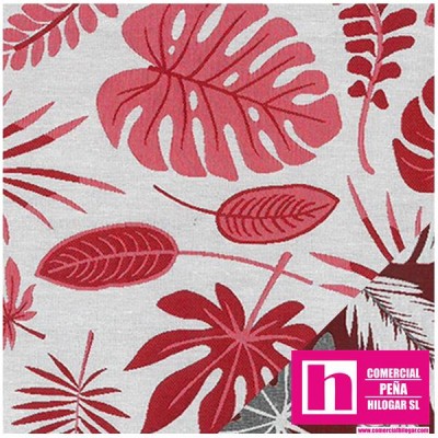 57329 YVAINA TEJIDO JACQUARD (02) 1.40 M. POL.82%-ALG.18% ROJO/BLANCO Venta en piezas de 6.00 M