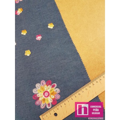 59607 DENIM BORDADO COLIBRI (01) 1.60 M. ALG.70%-POL.30% DENIM/MULTI Venta en piezas de 6.00 M