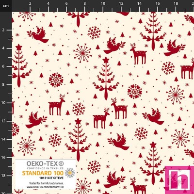 P137-4497-132 PATCH.AMERICANO NORDIC NOEL (08) 110 CM. ALGODON 100% BLANCO/ROJO Venta en piezas de 6.00 M