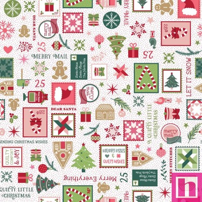 P17-MAS10574-W PATCH. AMERICANO QUILTY LITTLE CHRISTMAS (01) 110 CM. ALGODON 100% BLANCO/MULTI Venta en piezas de 7.00 M