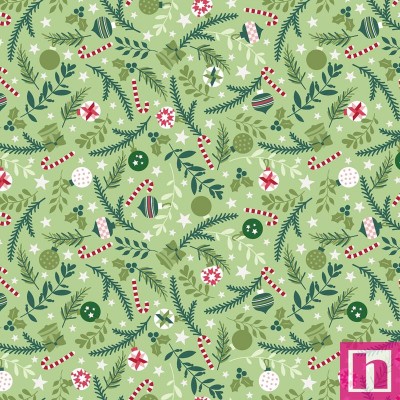 P17-MAS10576-G PATCH. AMERICANO QUILTY LITTLE CHRISTMAS (06) 110 CM. ALGODON 100% VERDE/MULTI Venta en piezas de 7.00 M