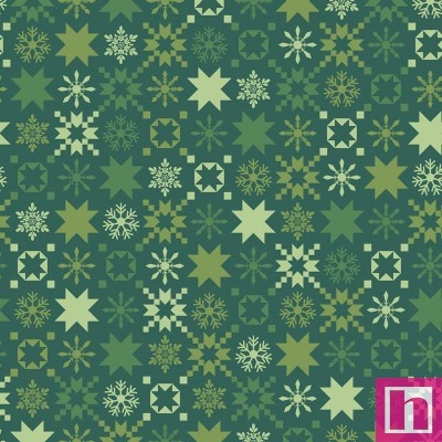 P17-MAS10577-G PATCH. AMERICANO QUILTY LITTLE CHRISTMAS (03) 110 CM. ALGODON 100% VERDE Venta en piezas de 7.00 M