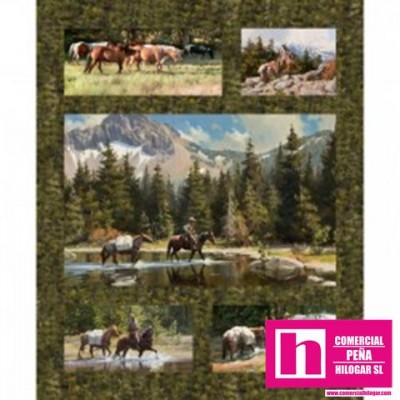 P17-MASD9107-G PATCH. AMERICANO HIGH COUNTRY CROSSING (21)  PANEL 110 CM. ALGODON 100% MUSGO/MULTI Venta en piezas de 7.00 M