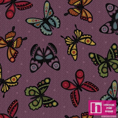 P17-MASF9943-V PATCH. AMERICANO BONNIE´S BUTTERFLIES FLANNEL (01) 110 CM. ALGODON 100% MALVA/MULTI Venta en piezas de 5.00 M