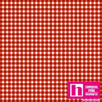 P0017-MAS610-R7 PATCH. AMERICANO BEAUTIFUL BASICS-CLASSIC CHECK (69) 110 CM. ALGODON 100% TOMATE/BLANCO Venta en piezas de 7.00 