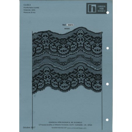55973 LILIANE PUNTILLA NYLON 140 MM. POLIAMIDA 100% NEGRO Venta en piezas de 20.00 M