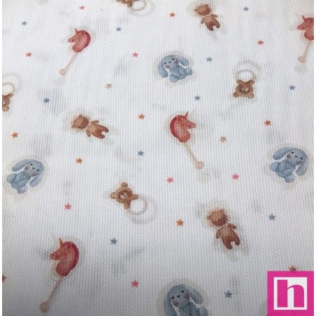 66642 PIQUE ESTAMPADO MARTIM (03) 1.60 M. 170 GR/M2. ALGODON 100% BLANCO/MULTI Venta en piezas de 6.00 M